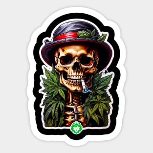 Skull smoking weed Sticker